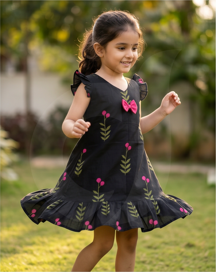 Pink Blossom Butterfly Black