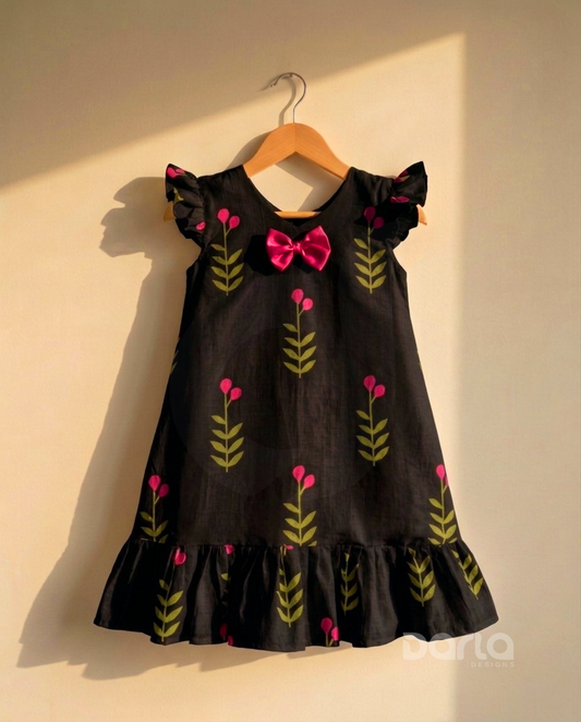 Pink Blossom Butterfly Black