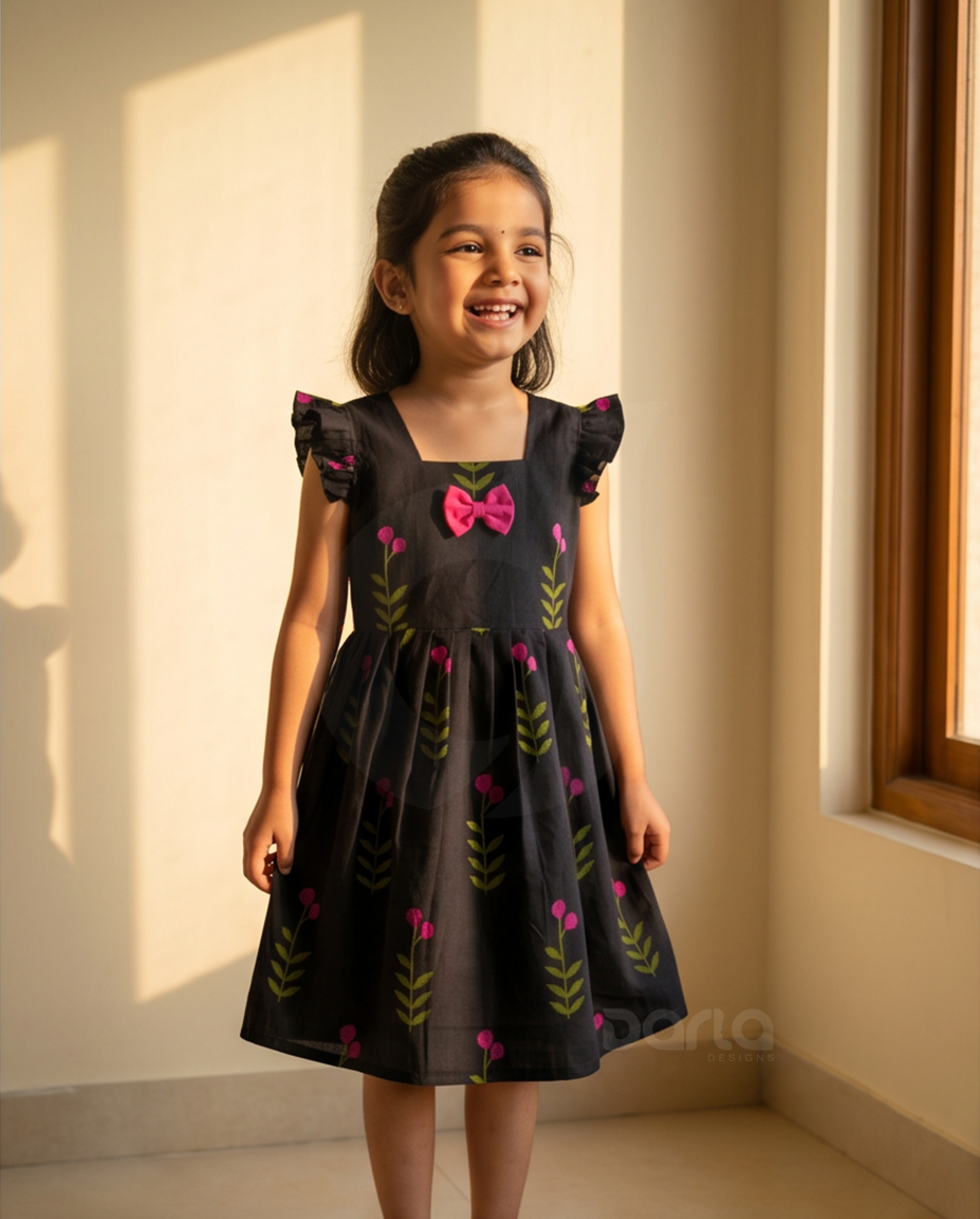 Pink Blossom Frilled Black